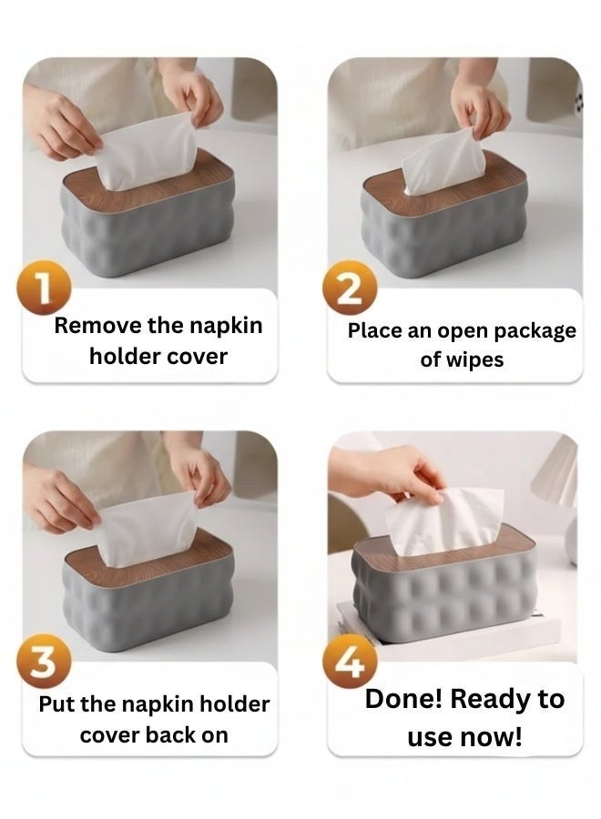 Stylish Bubble Pattern Tissue Box, Plastic Tissue Holder with Top Opening Lid, Modern Home Office Bathroom Tissue Organizer, 21×13×9 cm - Image 5
